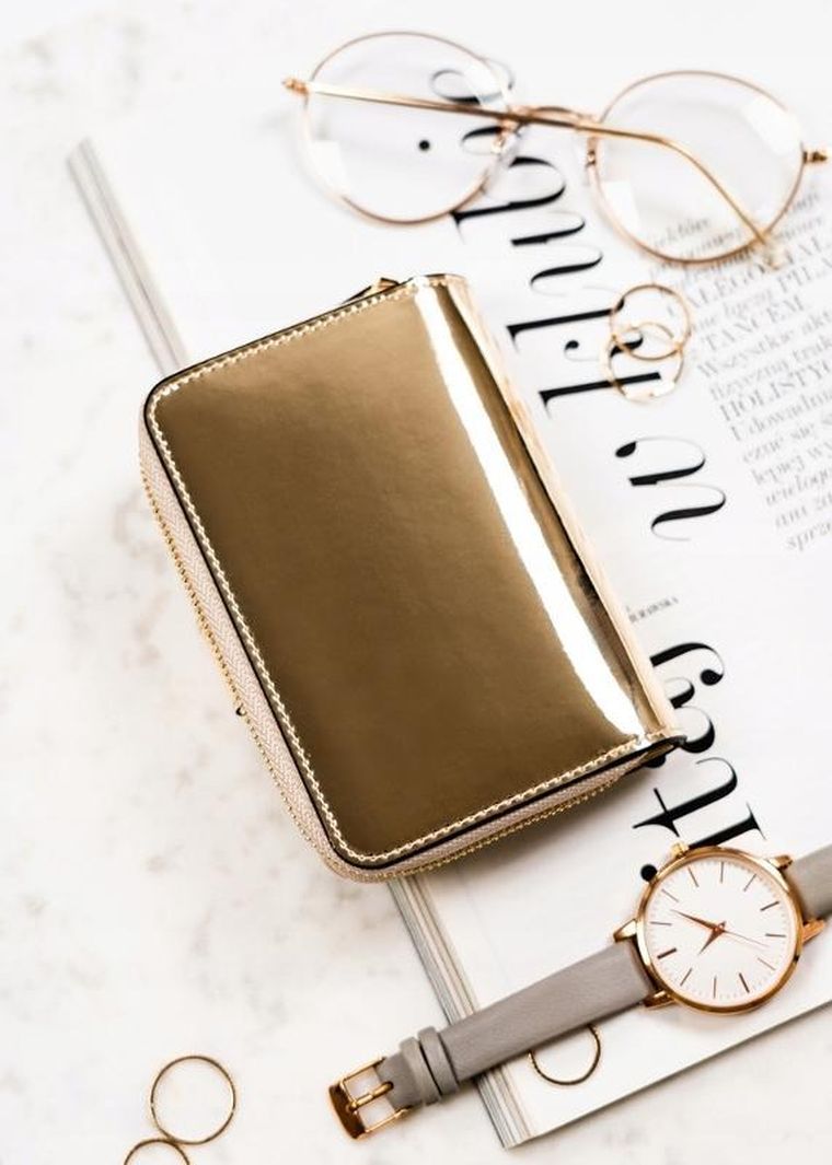 Portfel, złoty, skórzany, Peterson