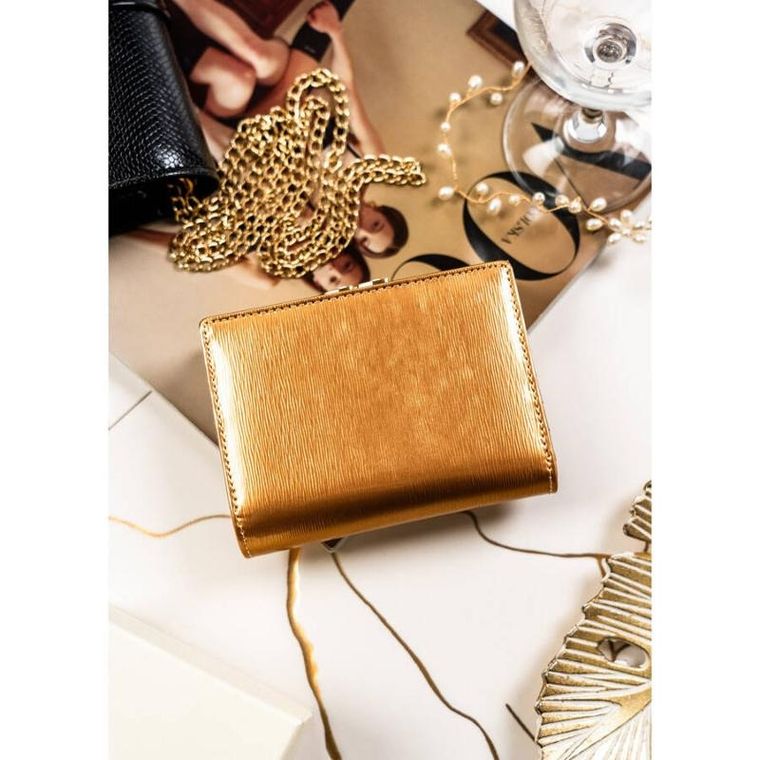 Portfel, złoty, skórzany, Peterson