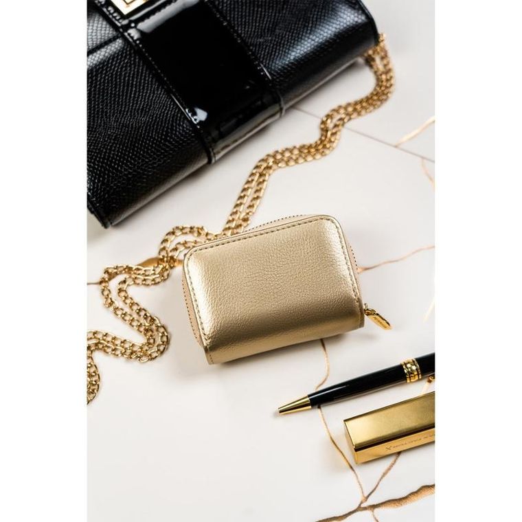 Portfel, złoty, skórzany, RFID, Peterson