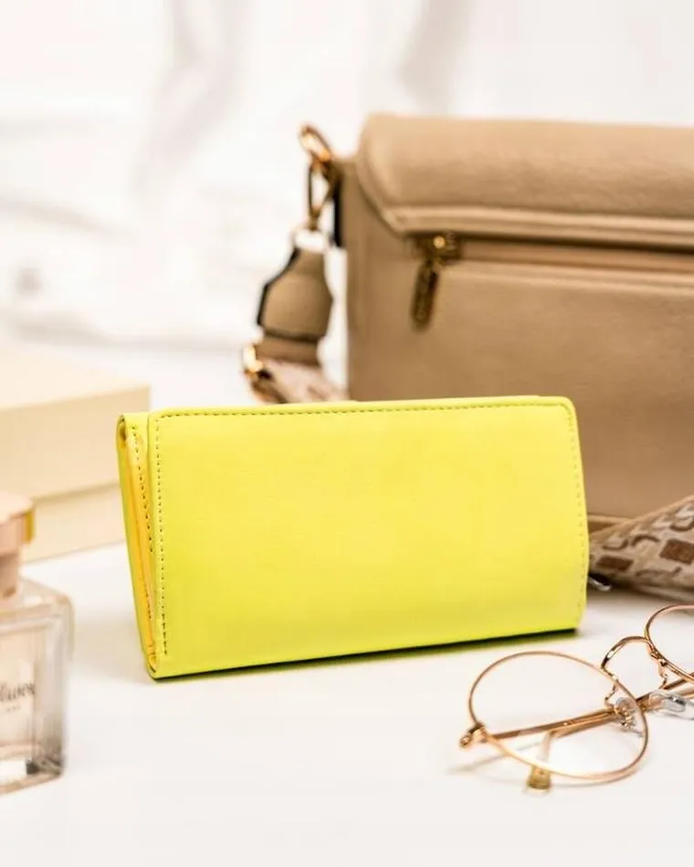 Portfel, żółty, skóra ekologiczna, Cavaldi