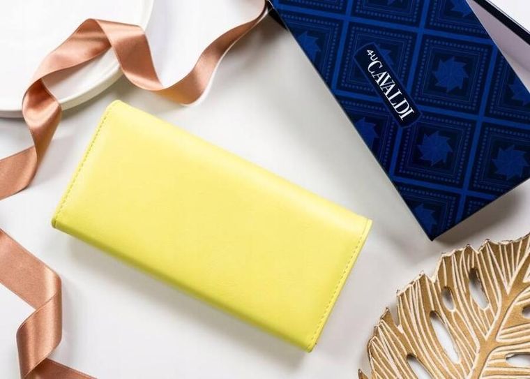 Portfel, żółty, skóra ekologiczna, RFID, Cavaldi