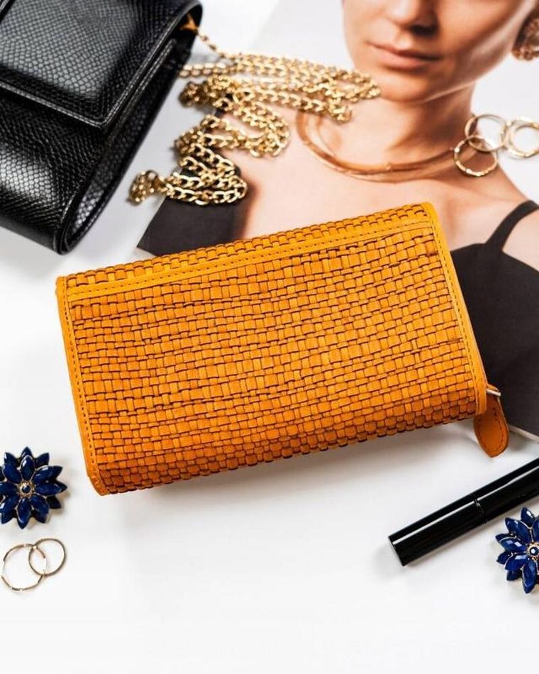 Portfel, żółty, skórzany, RFID, Rovicky