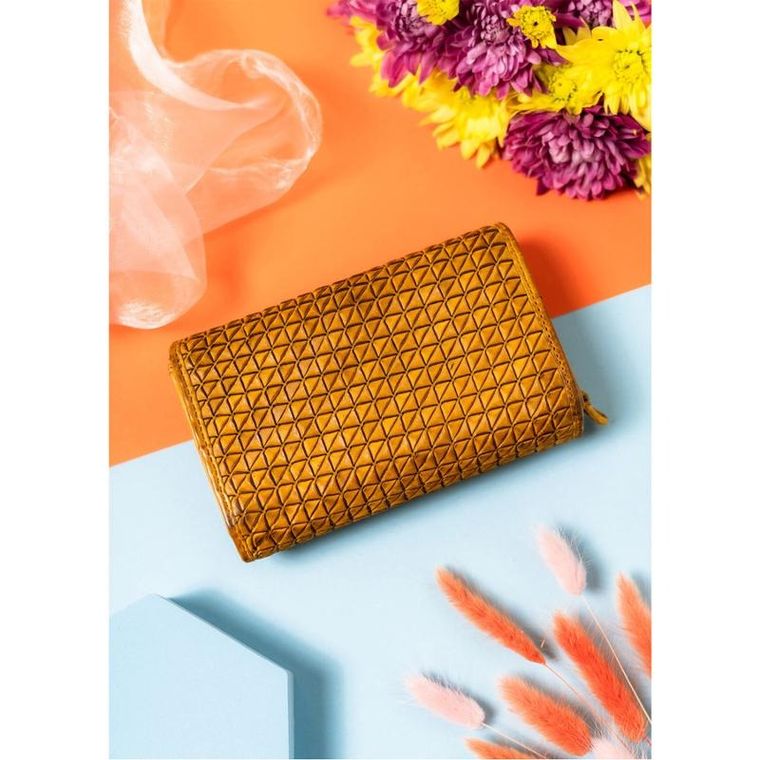 Portfel, żółty, skórzany, Rovicky