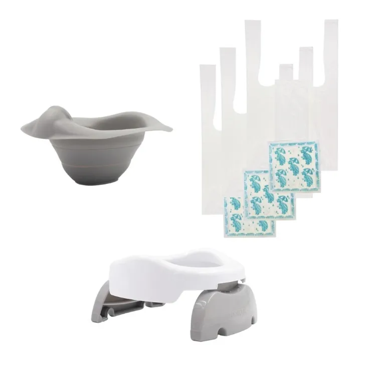Potette Plus, zestaw, nocnik, akcesoria, biało-szary