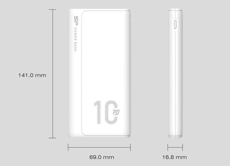 Powerbank Silicon Power Qp15 10000mah Qc3.0+pd 2xusb A, 1x Musb + 1x Usb C, Biały