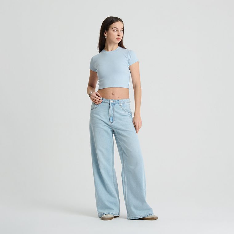 Prążkowana koszulka crop top z modalem NOWEAR