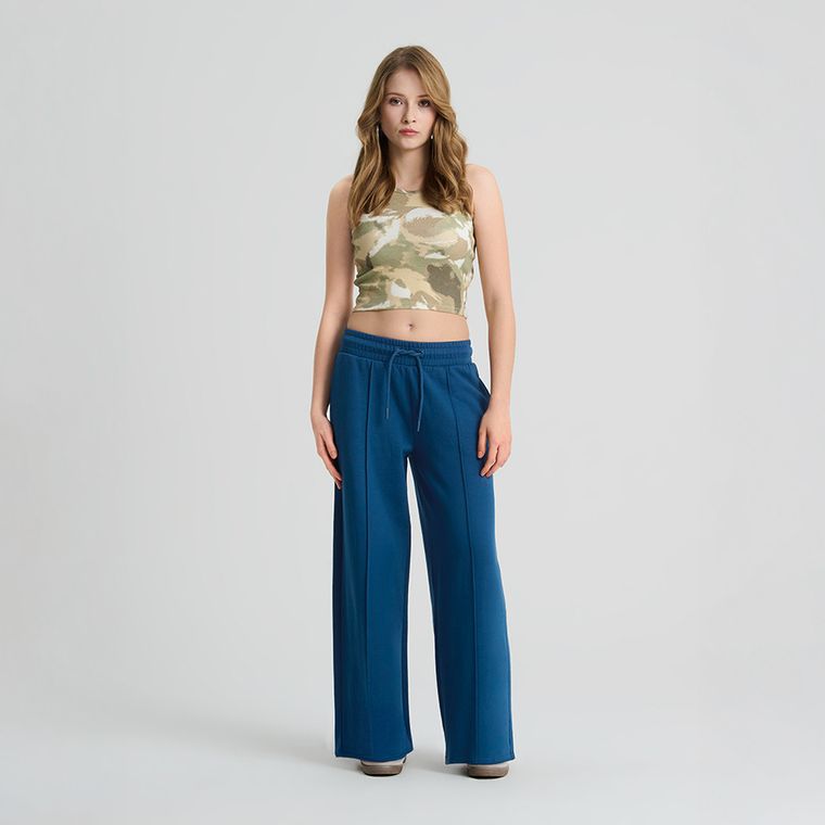 Prążkowany top khaki z domieszką modalu NOWEAR