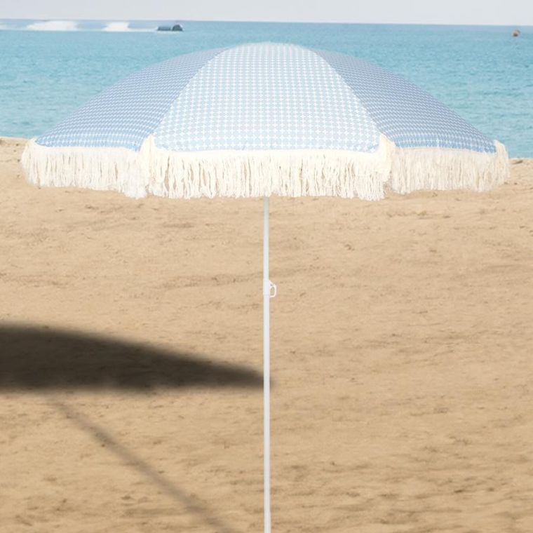 ProGarden, parasol plażowo-ogrodowy z frędzlami, niebieski, 174 cm