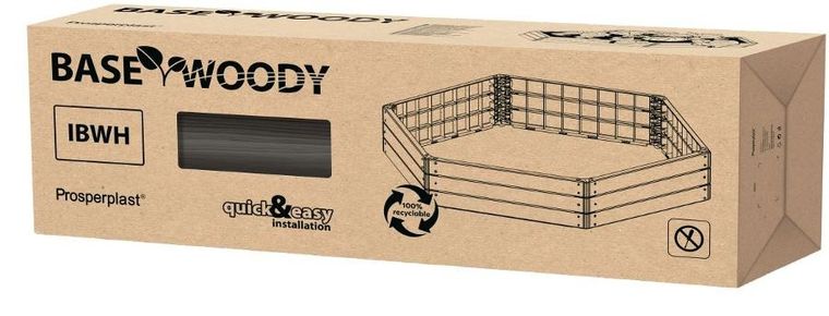 Prosperplast, Base Wood, grządka, rabatka ogrodowa, antracyt, 6 elementów