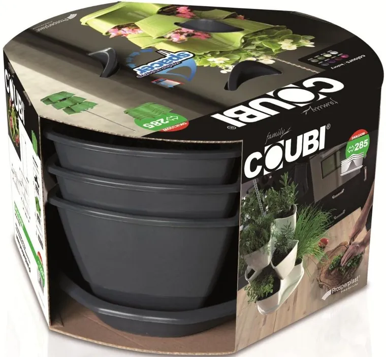 Prosperplast, doniczka kaskadowa do ziół, grafit