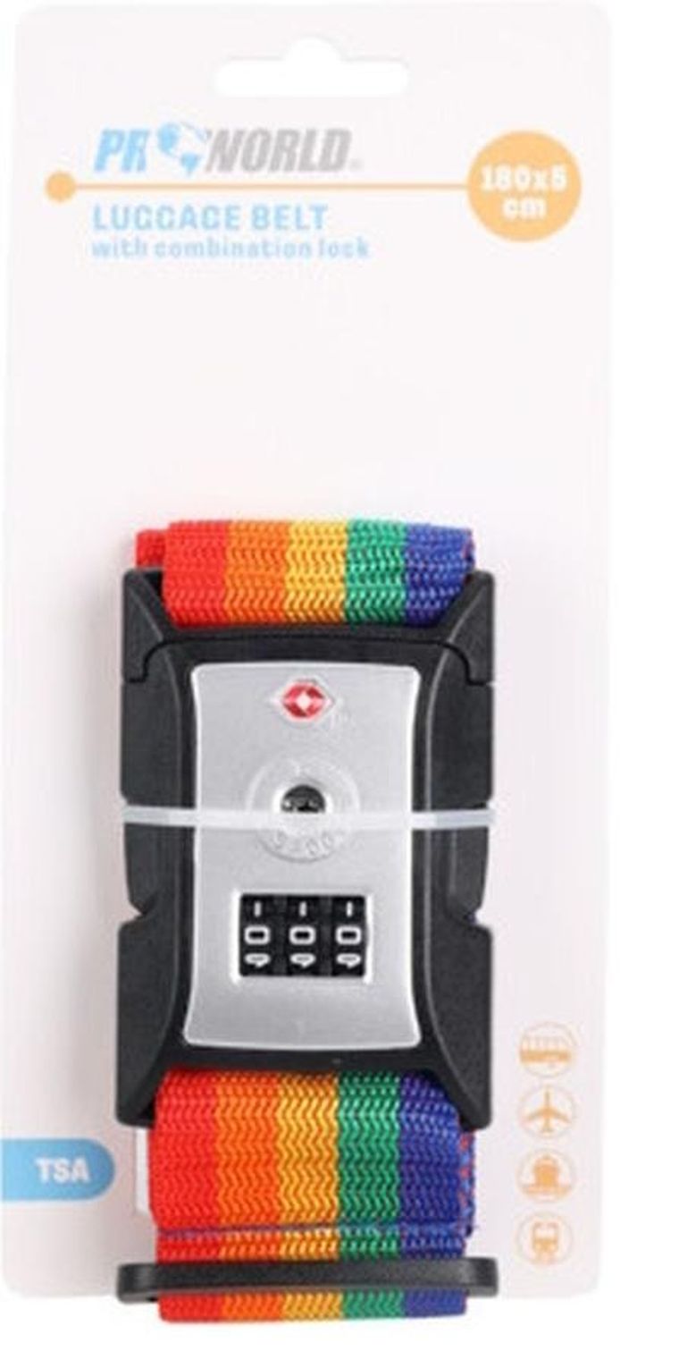 ProWorld, uniwersalny pas zabezpieczający do walizki, wielokolorowy, 5-180 cm