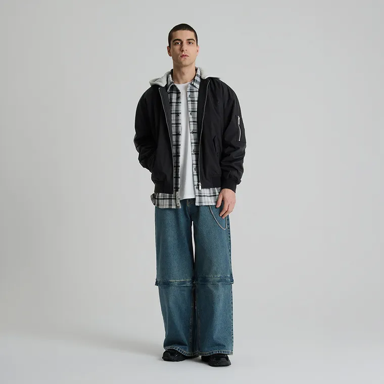 Przejściowa kurtka bomberka unisex z odpinanym kapturem NOWEAR