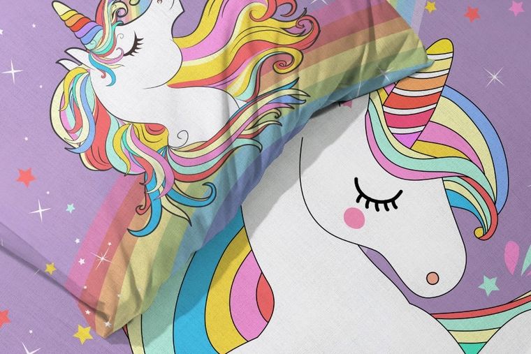 Przytulaki, Jednorożec, 2-częściowy komplet pościeli bawełnianej, 100-135 cm