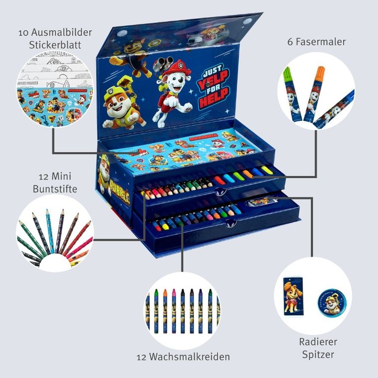 Psi Patrol, zestaw artystyczny w pudełku, 44 elementy
