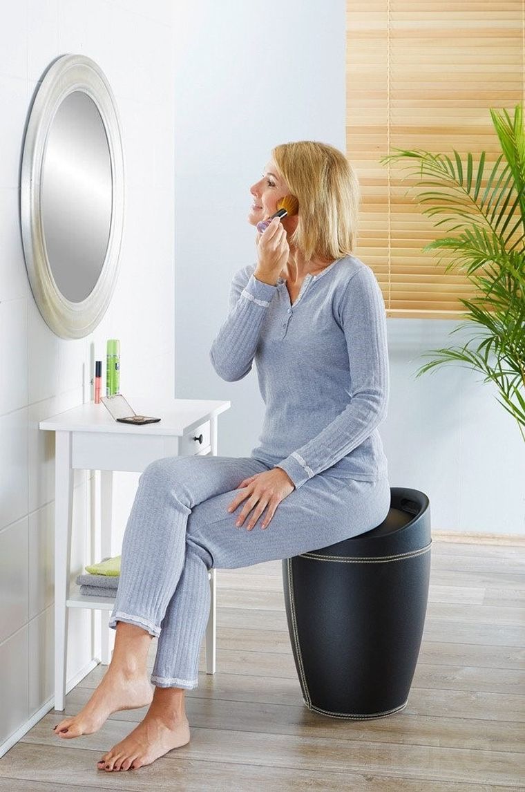 Pufa, kosz na pranie 2w1, Candy, black