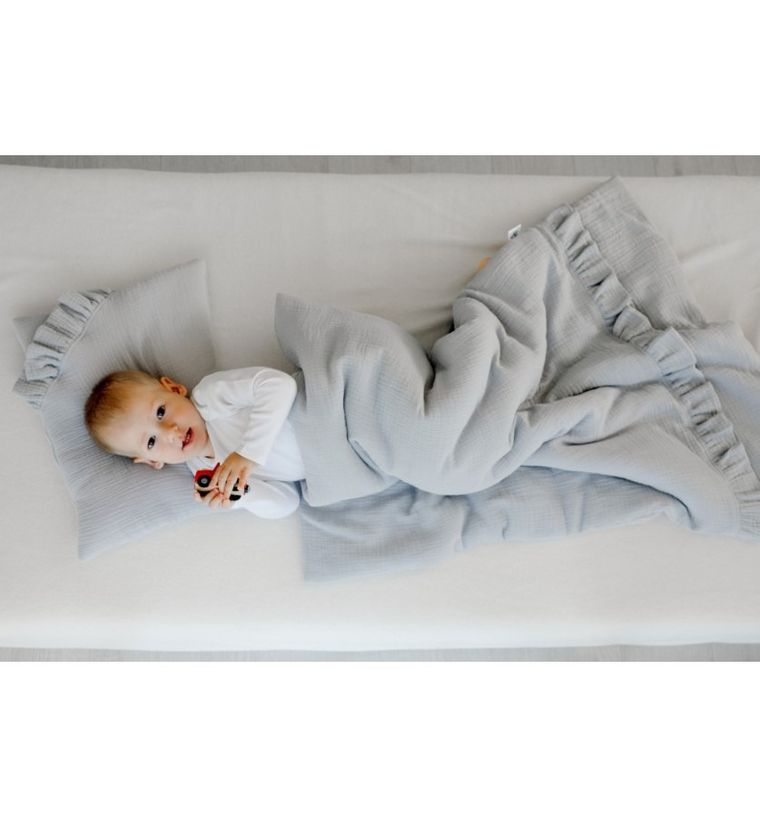 Pulp, Bamboo, 2-częściowy komplet pościeli muślinowej, z wypełnieniem, szary, 100-80 cm