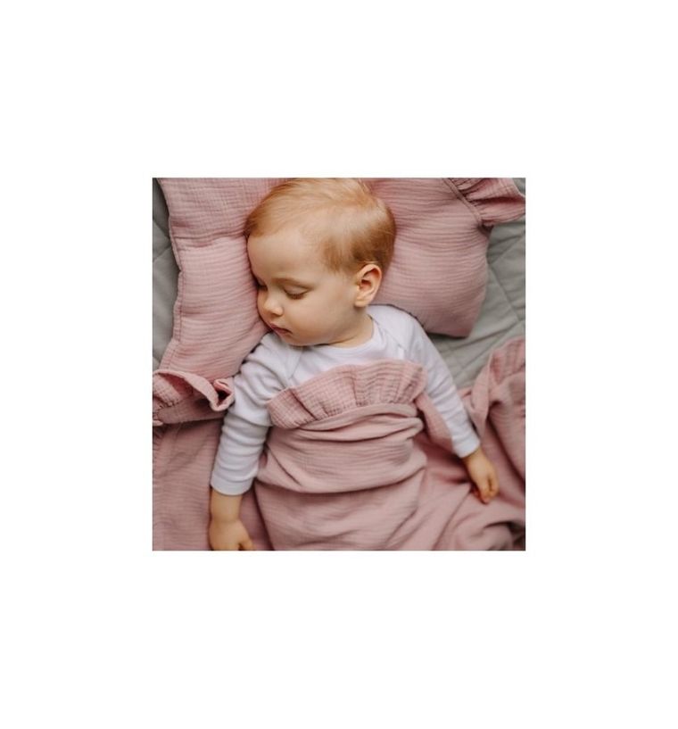 Pulp, Bamboo, kocyk muślinowy z falbankami, różowy, 90-120 cm