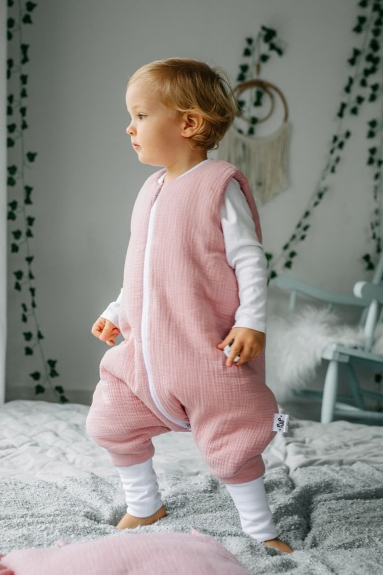 Pulp, Bamboo, śpiworek muślinowy ocieplany z nogawkami, różowy, TOG 2.0, 12-30 m