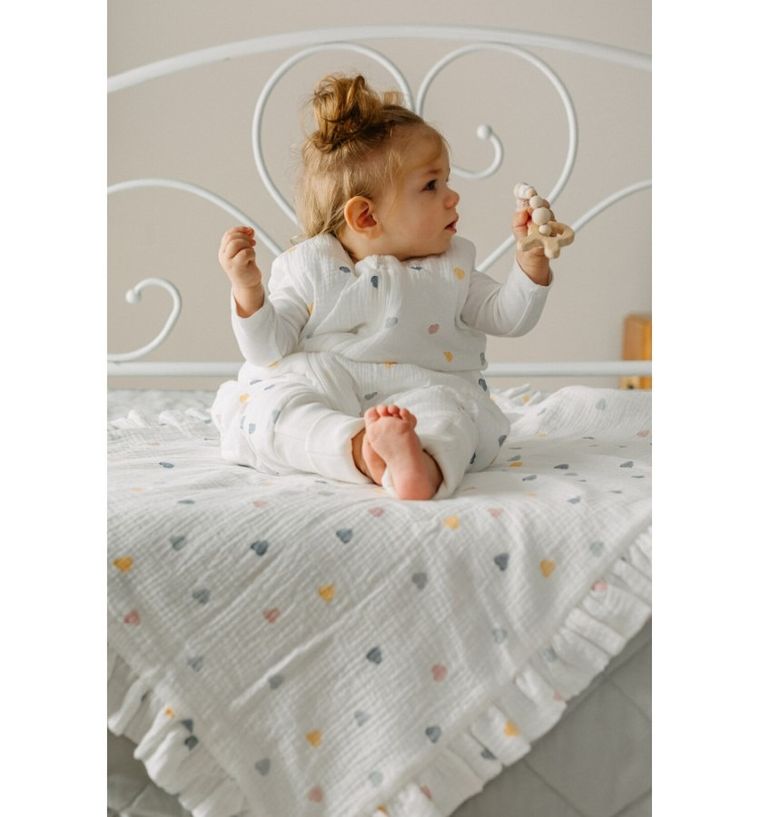 Pulp, Serduszka Kolorowe, śpiworek muślinowy letni z nogawkami, 0.5 TOG, 12-30 m