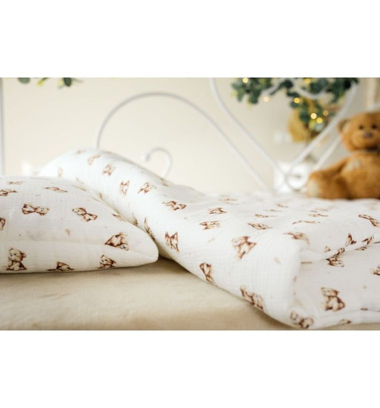 Pulp, Zamyślony Miś, pościel z bawełny muślinowej, 100-135 cm