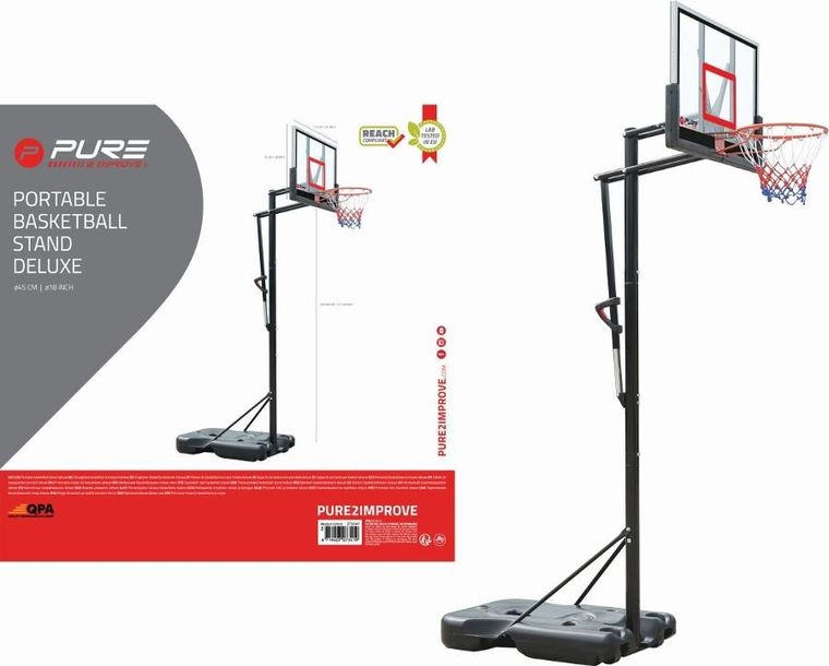 Pure 2 Improve, zestaw regulowany do koszykówki, czarny, 230-305 cm