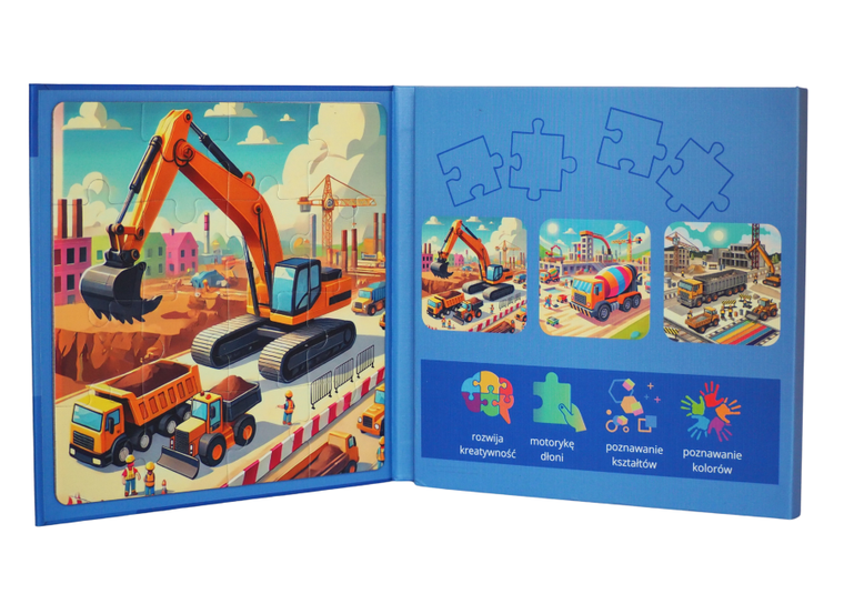 QBI, Budowa, puzzle magnetyczne, 16+20+25 elementów