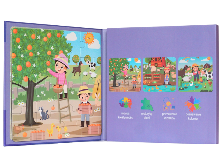 QBI, farma, puzzle magnetyczne, 16+20+25 elementów