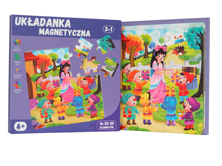 QBI, księżniczki, puzzle magnetyczne, 16+20+25 elementów