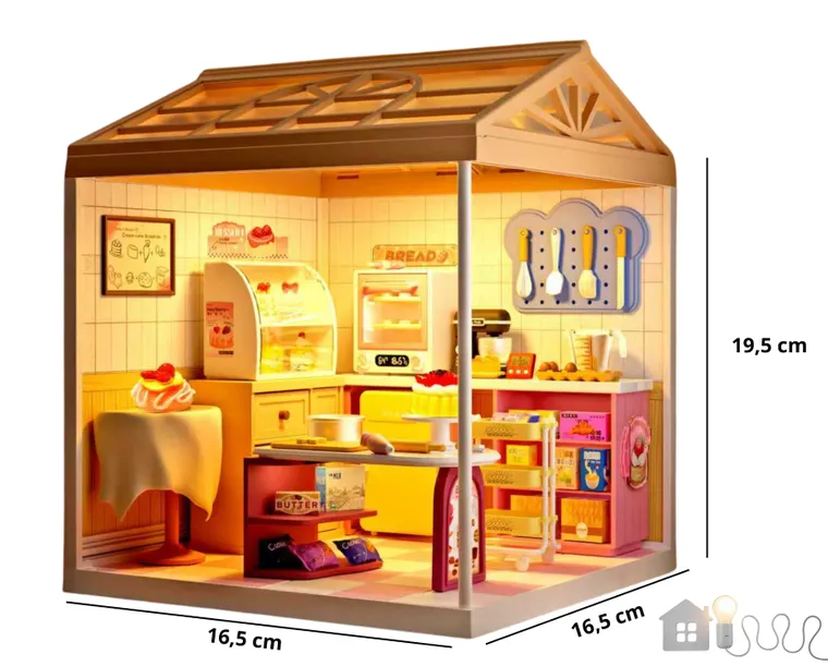 QBI, miniaturowy domek LED, cukiernia, puzzle 3D, 94 elementów