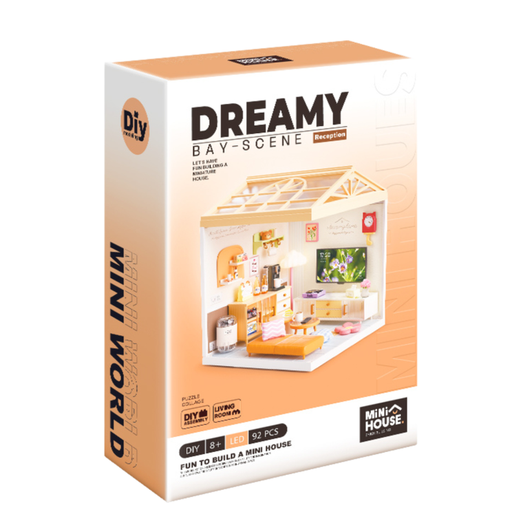 QBI, miniaturowy domek LED, pokój puzzle 3D, 92 elementów