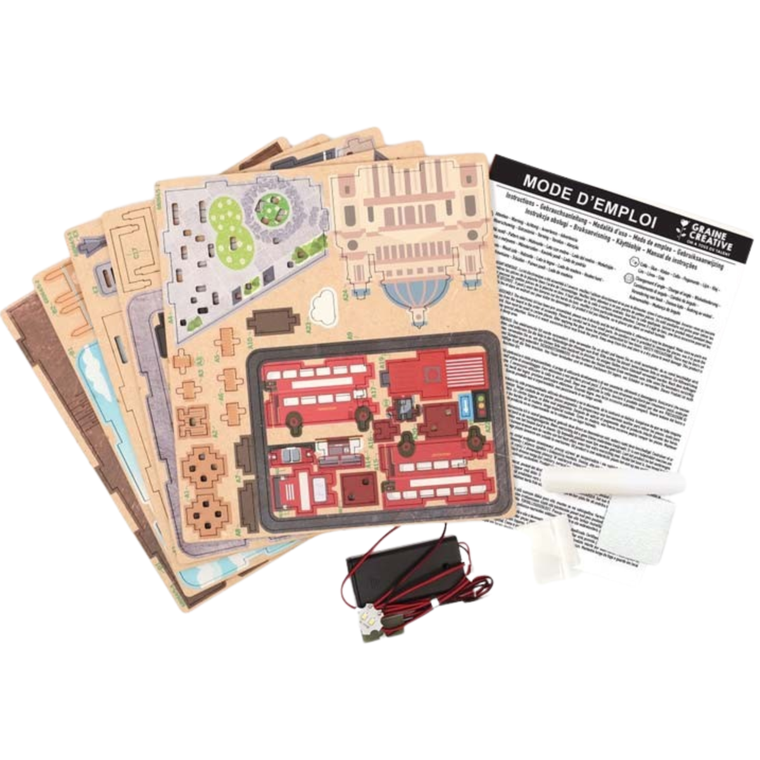 QBI, Ulice Londynu, miniaturowy telewizor retro, podświetlenie LED, puzzle 3D, 100 elementów