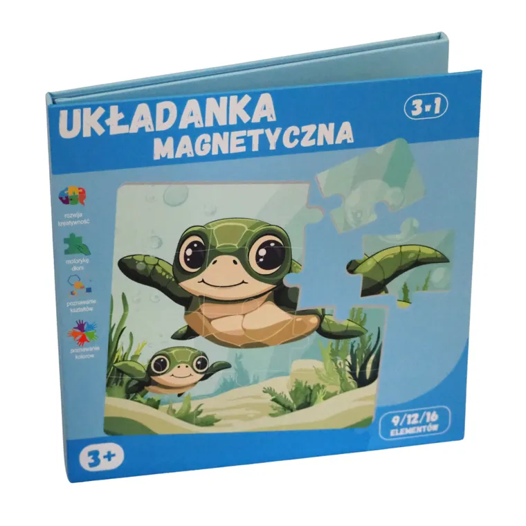 QBI, Zwierzęta morskie, puzzle magnetyczne, 9+12+16 elementów
