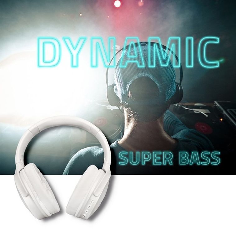 Qoltec, super Bass Dynamic, słuchawki bezprzewodowe z mikrofonem, bluetooth, białe, perłowe
