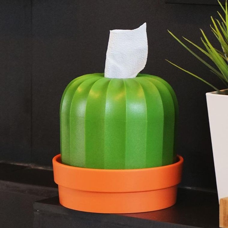 Qualy, Cactiss, pojemnik na papier, biało-zielony, 10276-WH-GN