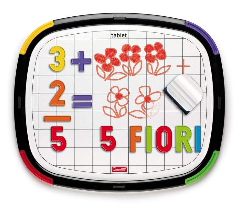 Quercetti, Tablica magnetyczna dwustronna Premium, zestaw edukacyjny, 124 elementy