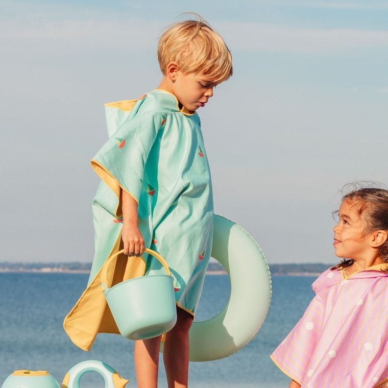 Quut, dwustronne poncho kąpielowe dla dzieci, Banana Blue