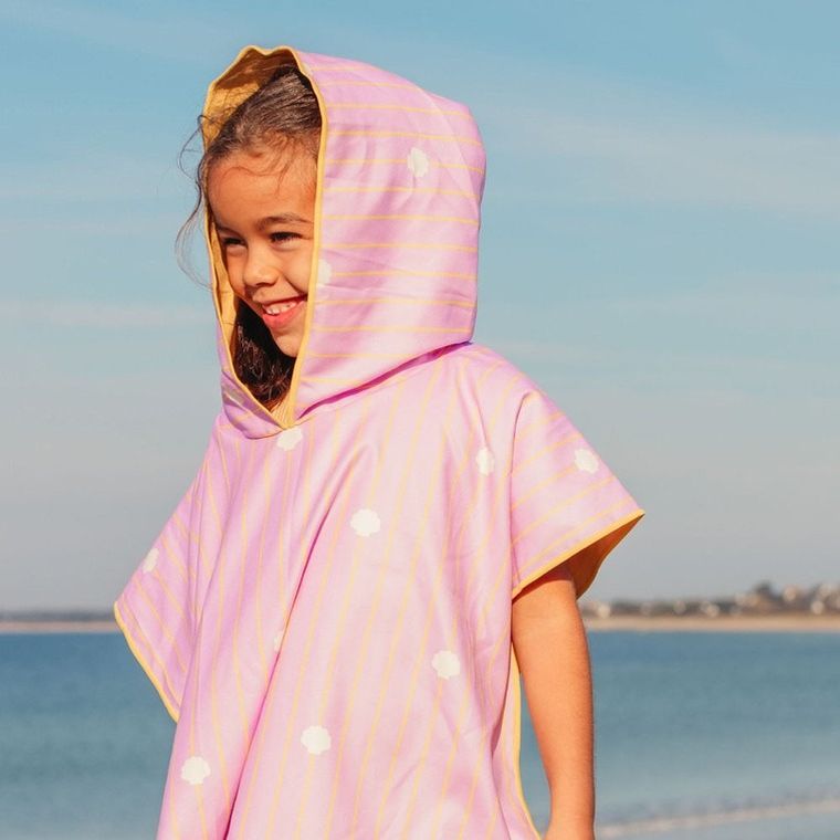 Quut, dwustronne poncho kąpielowe dla dzieci, Banana Pink