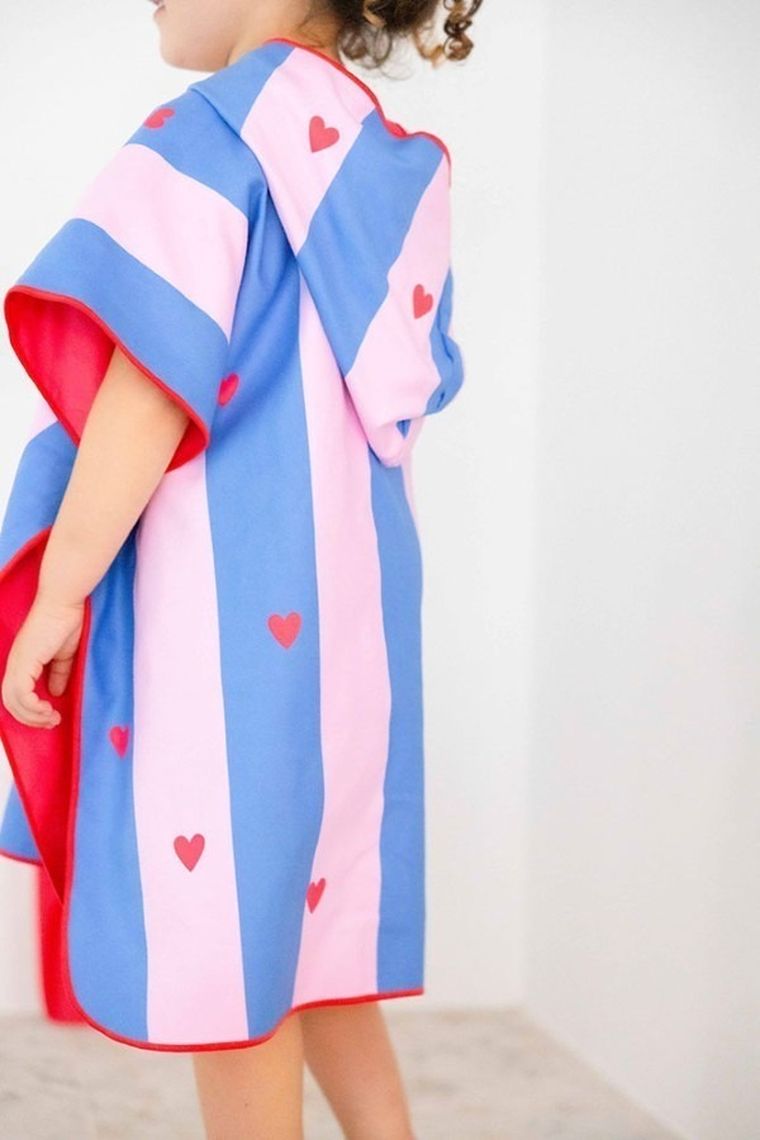 Quut, dwustronne poncho kąpielowe dla dzieci, Cherry Red