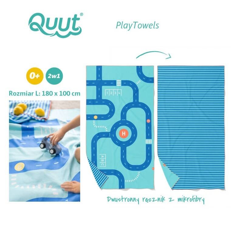Quut, PlayTowels, Road, dwustronny ręcznik plażowy, 180-100 cm