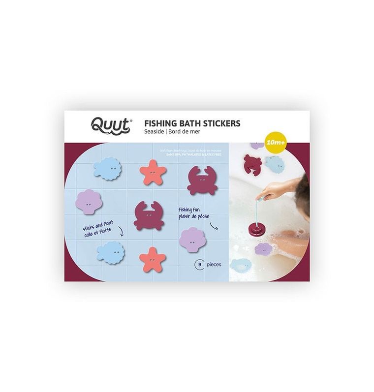 Quut, Seaside, zestaw piankowych naklejek do kąpieli, z wędką