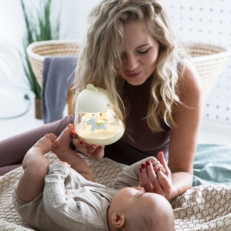 Rabbit & Friends, Kurczaczek, lampka z pozytywką, żółta