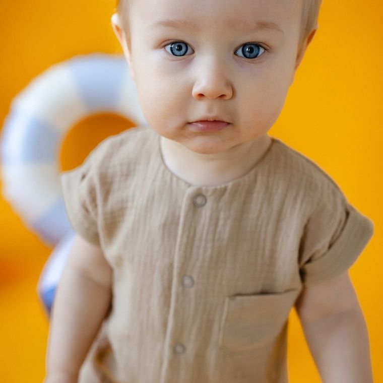 Rampers chłopięcy, beżowy, Eevi