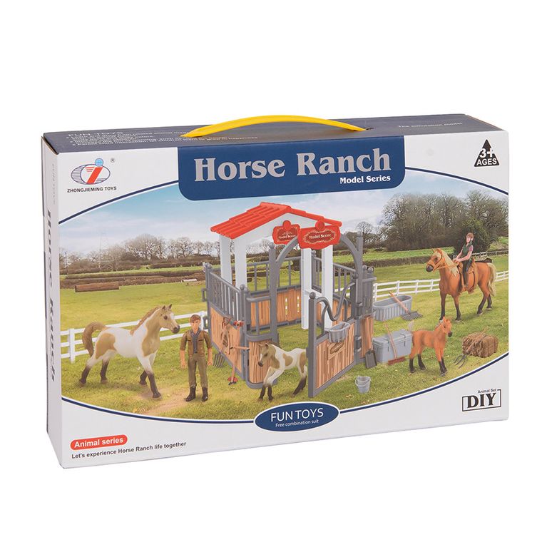 Ranczo z koniami, zestaw figurek z akcesoriami
