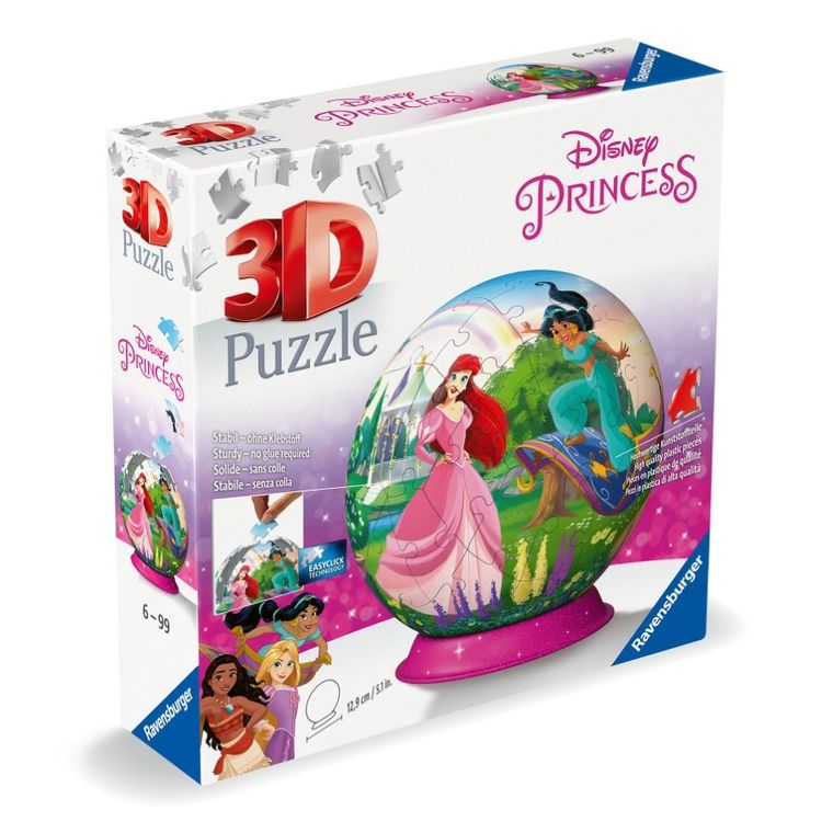 Ravensburger, Księżniczki Disneya, Kula, puzzle 3D, 73 elementy