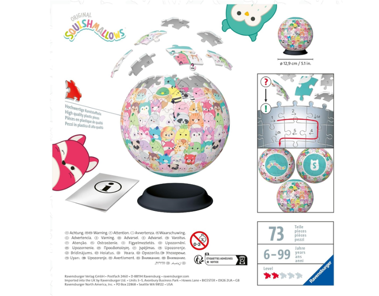 Ravensburger, Squishmallows, Kula, puzzle 3D, 73 elementy