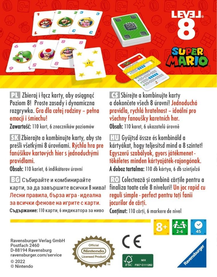 Ravensburger, Super Mari, Level 8, gra karciana