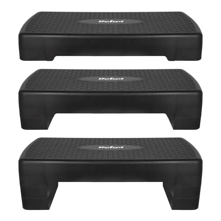 Rebel Active, step do aerobiku i ćwiczeń fitness, 3 stopnie, 68 cm, czarny, RBA-3227-BK