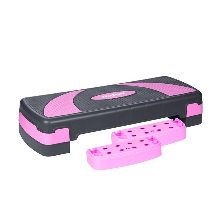 Rebel, step do aerobiku i ćwiczeń fitness, 3 stopnie, szaro-fioletowy, 78 cm, RBA-3225-PU