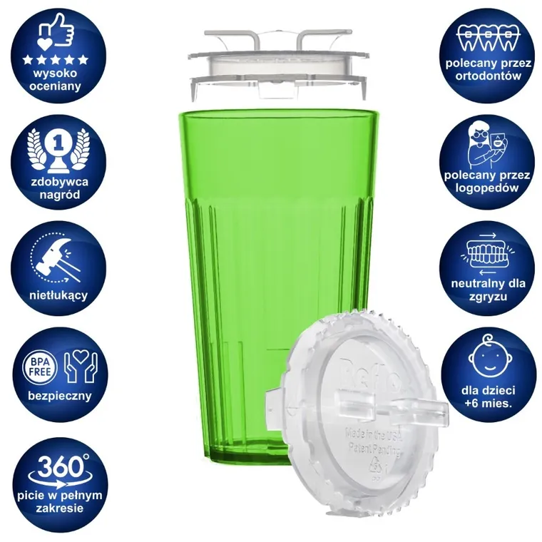 Reflo, kubek do nauki picia, zielony, 280 ml