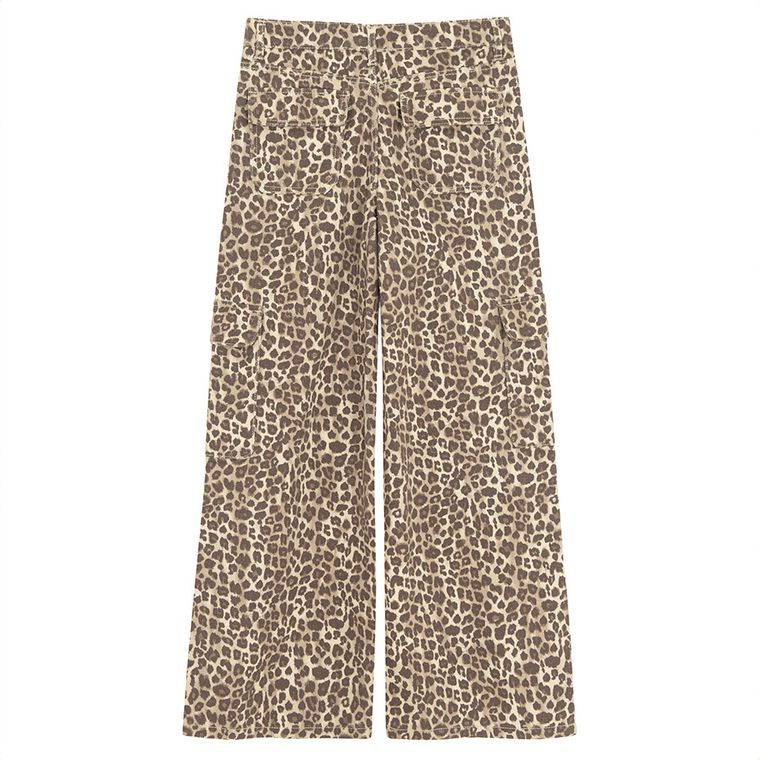 Regulowane jeansy wide leg w panterkę Cool Club